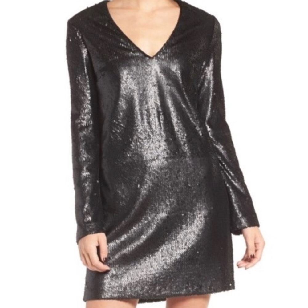 New Wayf Skyline Black Sequin Dress